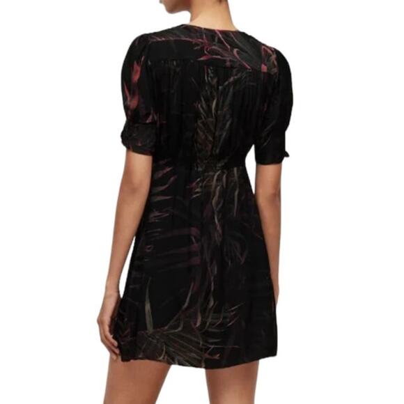 All Saints Demi Black and Floral Mini Dress Size 8 - Picture 2 of 16
